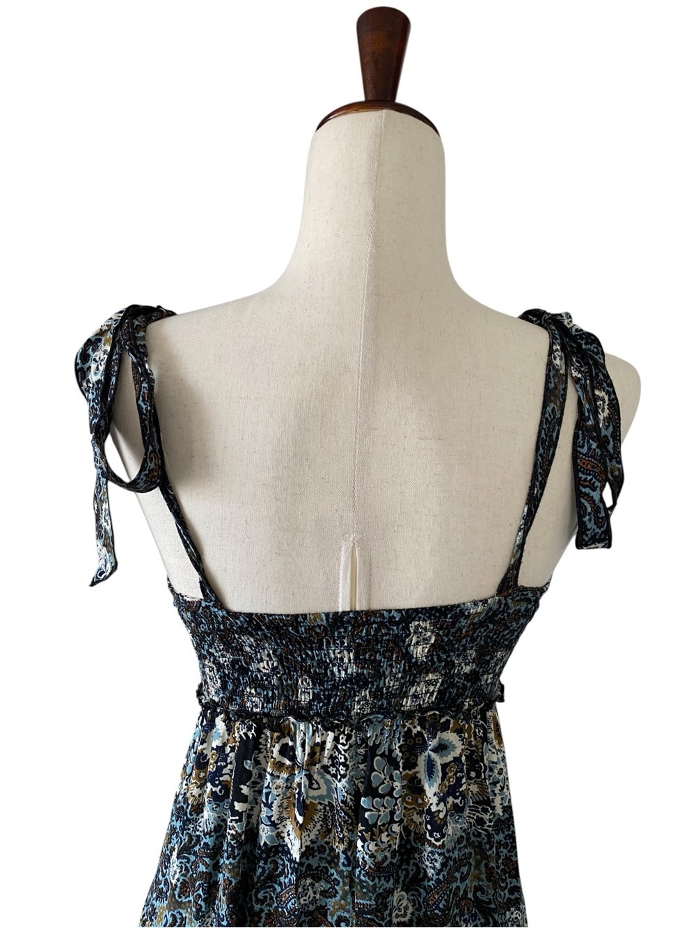 Free People Let’s Smock About It Maxi Dress XS Boho Empire Waist Smocked Tiered - Picture 7 of 11